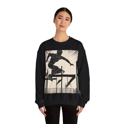 boostlete-iron-intent-scene-hurdler-speed-blueprint-0152 — Unisex Heavy Blend Crewneck Sweatshirt (Gildan)