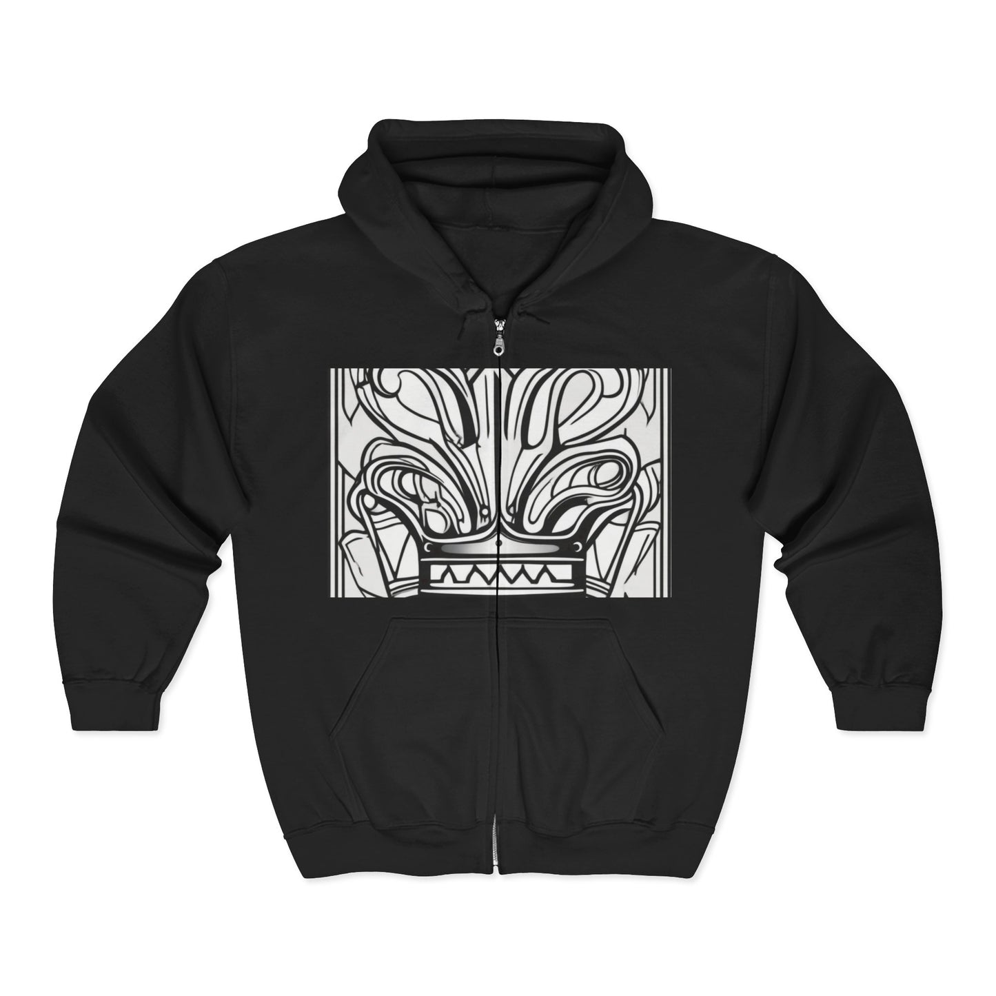 boostlete-boost-mode-icon-crown-offset-line-art-0190 — Unisex Heavy Blend Full-Zip Hooded Sweatshirt