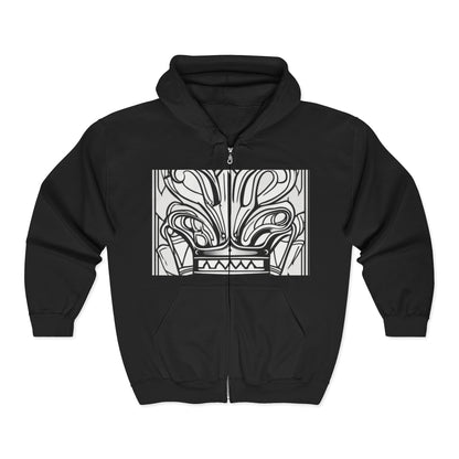 boostlete-boost-mode-icon-crown-offset-line-art-0190 — Unisex Heavy Blend Full-Zip Hooded Sweatshirt