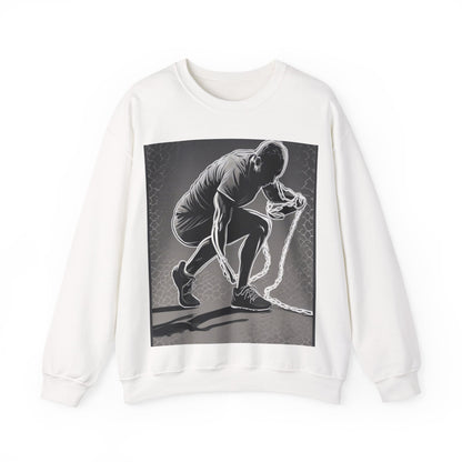 boostlete-recovery-progress-scene-runner-halftone-engraved-0068 — Unisex Heavy Blend Crewneck Sweatshirt (Gildan)