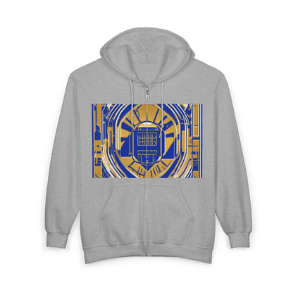 boostlete-mile-by-mile-icon-battery-motion-monoline-0002 — Unisex Heavy Blend Full-Zip Hooded Sweatshirt