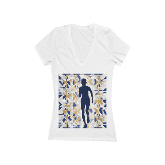 boostlete-recovery-progress-scene-marathoner-matte-geometric-0448 — Women's Deep V-Neck Tee (B+C 6035)