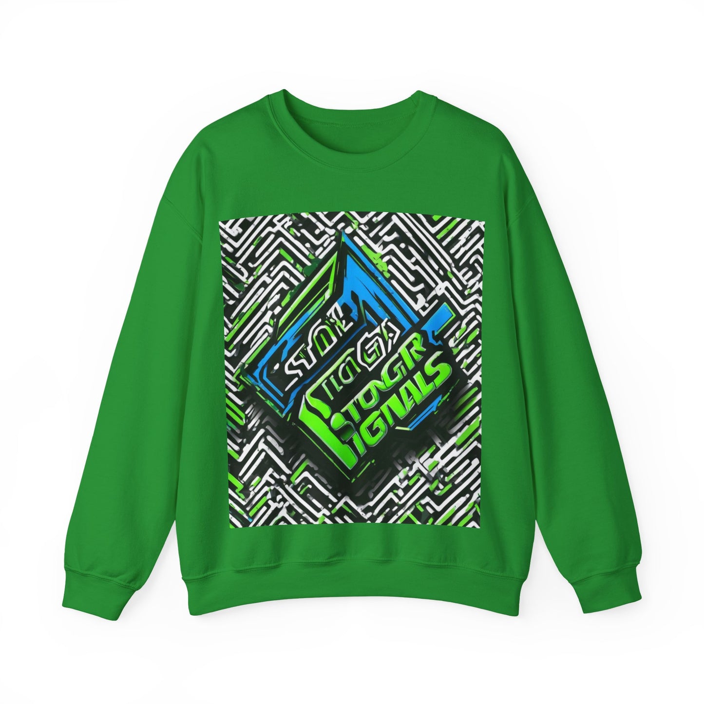 boostlete-am-crew-type-stronger-signals-diagonal-badge-1077 — Unisex Heavy Blend Crewneck (G18000)