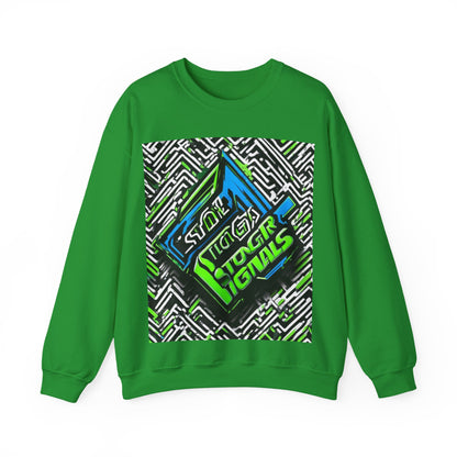 boostlete-am-crew-type-stronger-signals-diagonal-badge-1077 — Unisex Heavy Blend Crewneck (G18000)