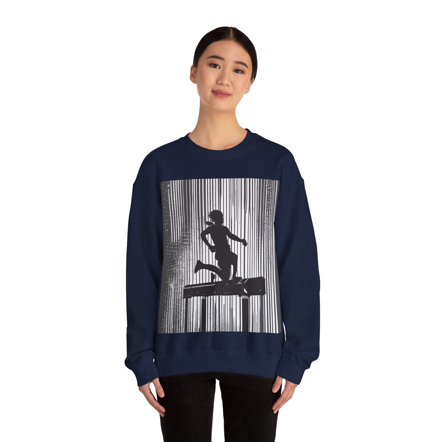 boostlete-am-crew-scene-hurdler-halftone-badge-0956 — Unisex Heavy Blend Crewneck (G18000)