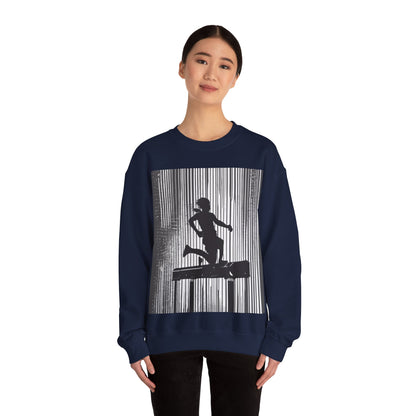 boostlete-am-crew-scene-hurdler-halftone-badge-0956 — Unisex Heavy Blend Crewneck (G18000)