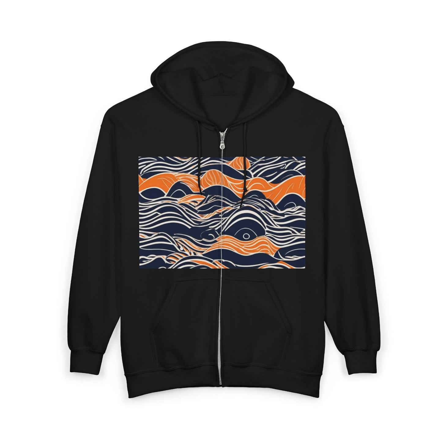 boostlete-iron-intent-type-small-wins-big-waves-outline-over-solid-geometric-0261 — Unisex Heavy Blend Full-Zip Hooded Sweatshirt