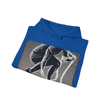 boostlete-recovery-progress-scene-runner-halftone-engraved-0068 — Unisex Heavy Blend Hooded Sweatshirt (Gildan)