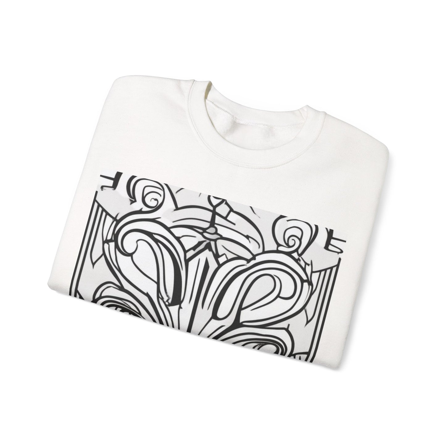 boostlete-boost-mode-icon-crown-offset-line-art-0190 — Unisex Heavy Blend Crewneck Sweatshirt (Gildan)