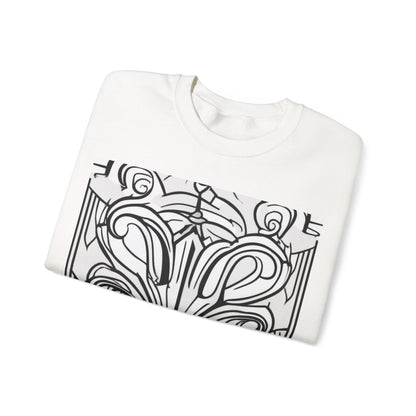 boostlete-boost-mode-icon-crown-offset-line-art-0190 — Unisex Heavy Blend Crewneck Sweatshirt (Gildan)