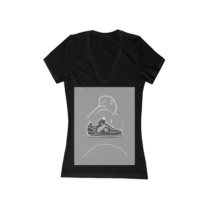 boostlete-boost-mode-icon-sneaker-offset-vector-0166 — Women's Deep V-Neck Tee (B+C 6035)