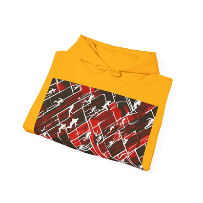 boostlete-pr-season-scene-marathoner-outline-modern-0124 — Unisex Heavy Blend Hooded Sweatshirt (Gildan)