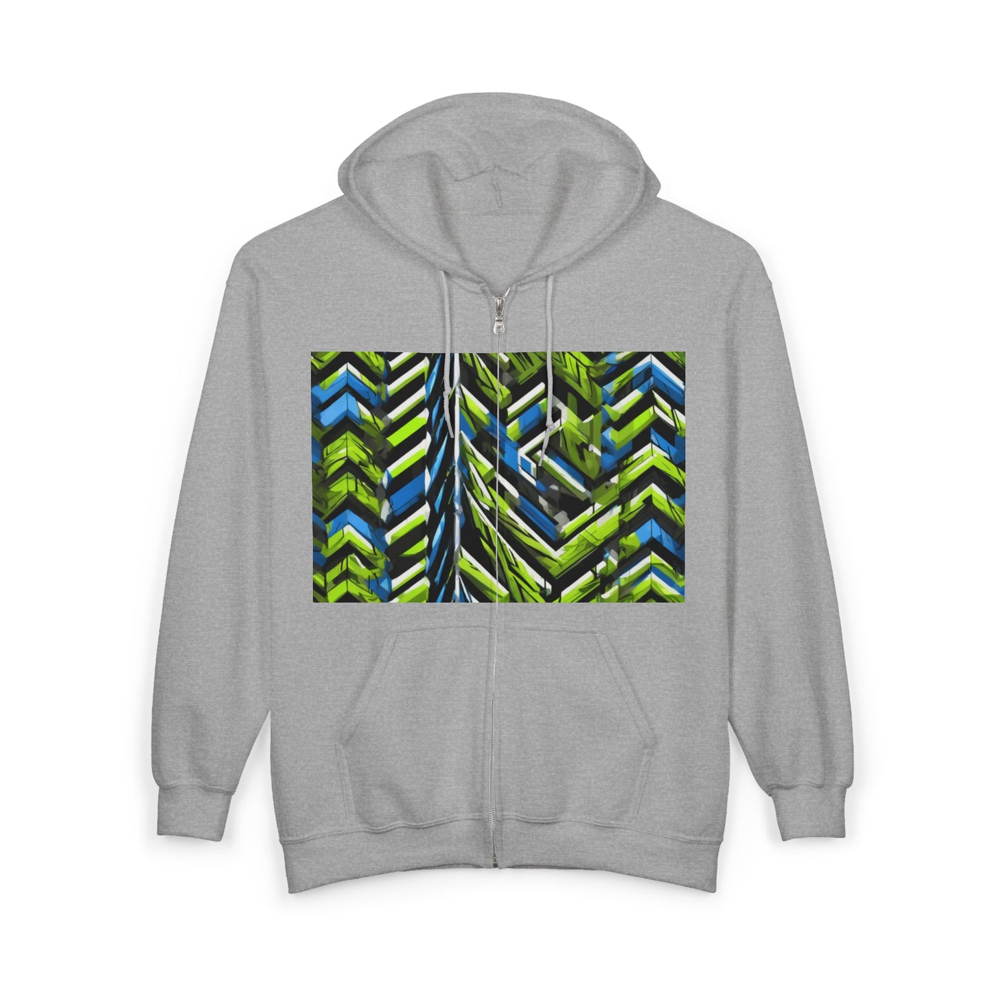 boostlete-rise-grind-pattern-chevron-isometric-0195 — Unisex Heavy Blend Full-Zip Hooded Sweatshirt