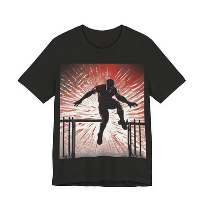 boostlete-recovery-progress-scene-hurdler-halftone-engraved-0212 — Unisex Jersey Short Sleeve (B+C 3001)