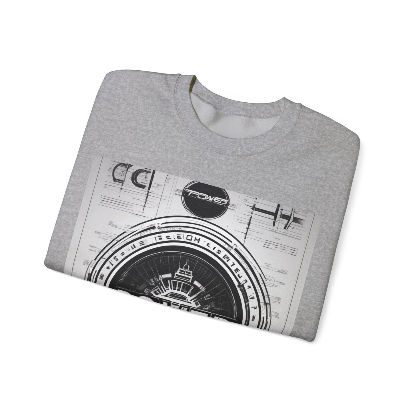 boostlete-boost-mode-type-power-in-quiet-badge-blueprint-0245 — Unisex Heavy Blend Crewneck Sweatshirt (Gildan)