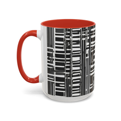 boostlete-iron-intent-pattern-barcode-line-art-0599 — Accent Mug 11/15oz