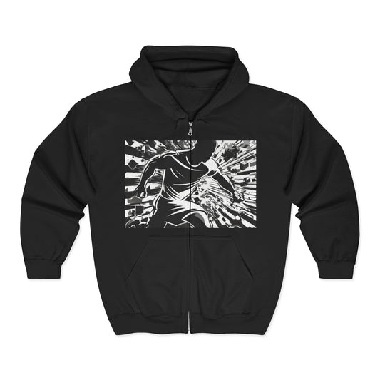 boostlete-field-day-scene-sprinter-halftone-athletic-0248 — Unisex Heavy Blend Full-Zip Hooded Sweatshirt