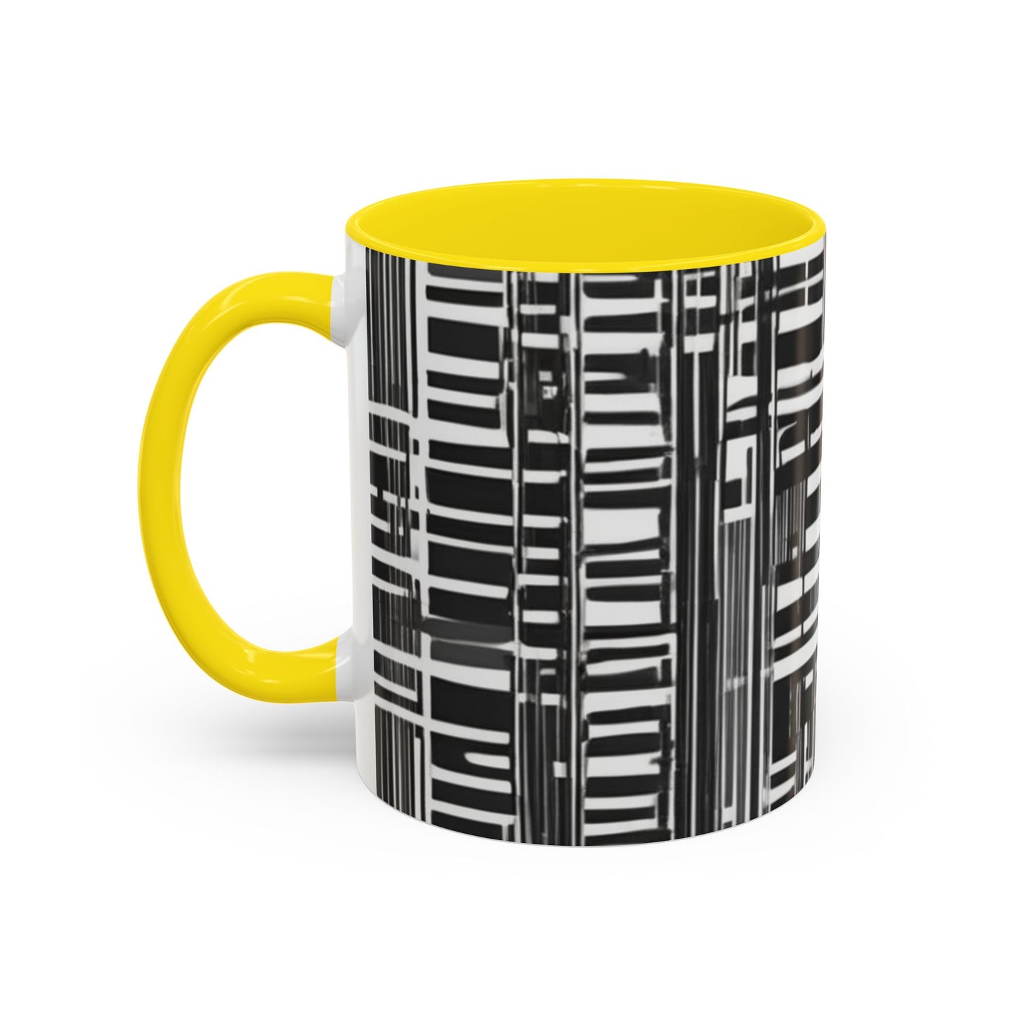 boostlete-iron-intent-pattern-barcode-line-art-0599 — Accent Mug 11/15oz