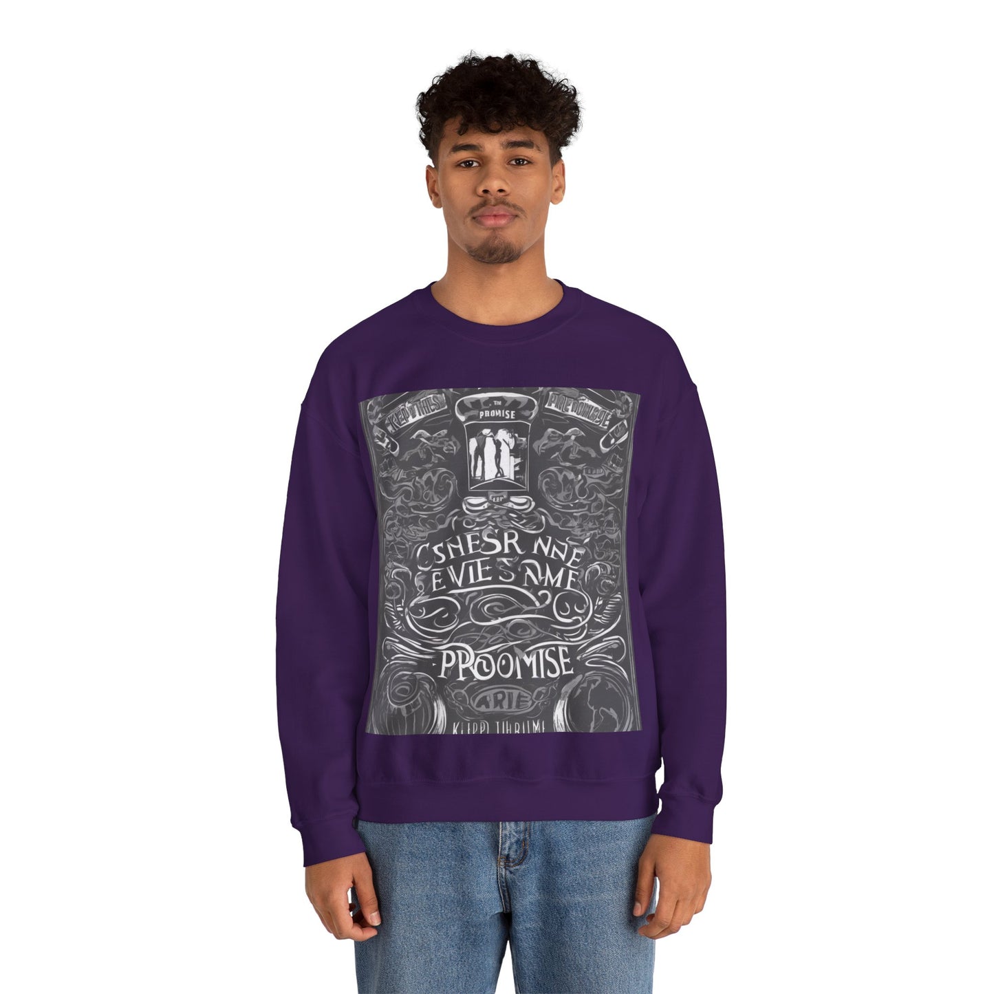 boostlete-boost-mode-type-keep-the-promise-big-monoline-0049 — Unisex Heavy Blend Crewneck (G18000)