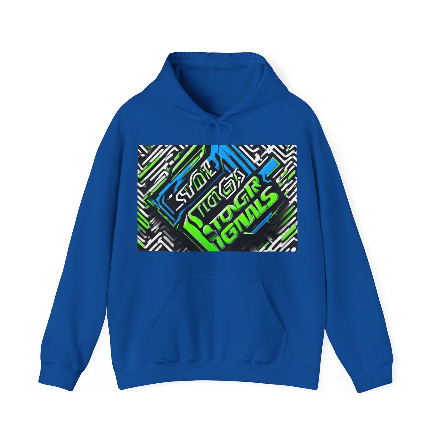 boostlete-am-crew-type-stronger-signals-diagonal-badge-1077 — Unisex Heavy Blend Hoodie (G18500)