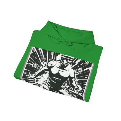 boostlete-field-day-scene-sprinter-halftone-bold-0148 — Unisex Heavy Blend Hooded Sweatshirt (Gildan)