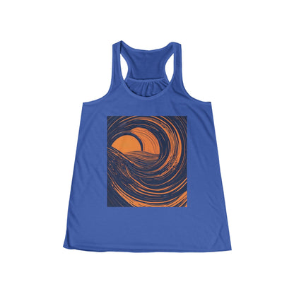 boostlete-rise-grind-icon-sunrise-speed-line-art-0202 — Women's Flowy Racerback Tank (B+C 8800)