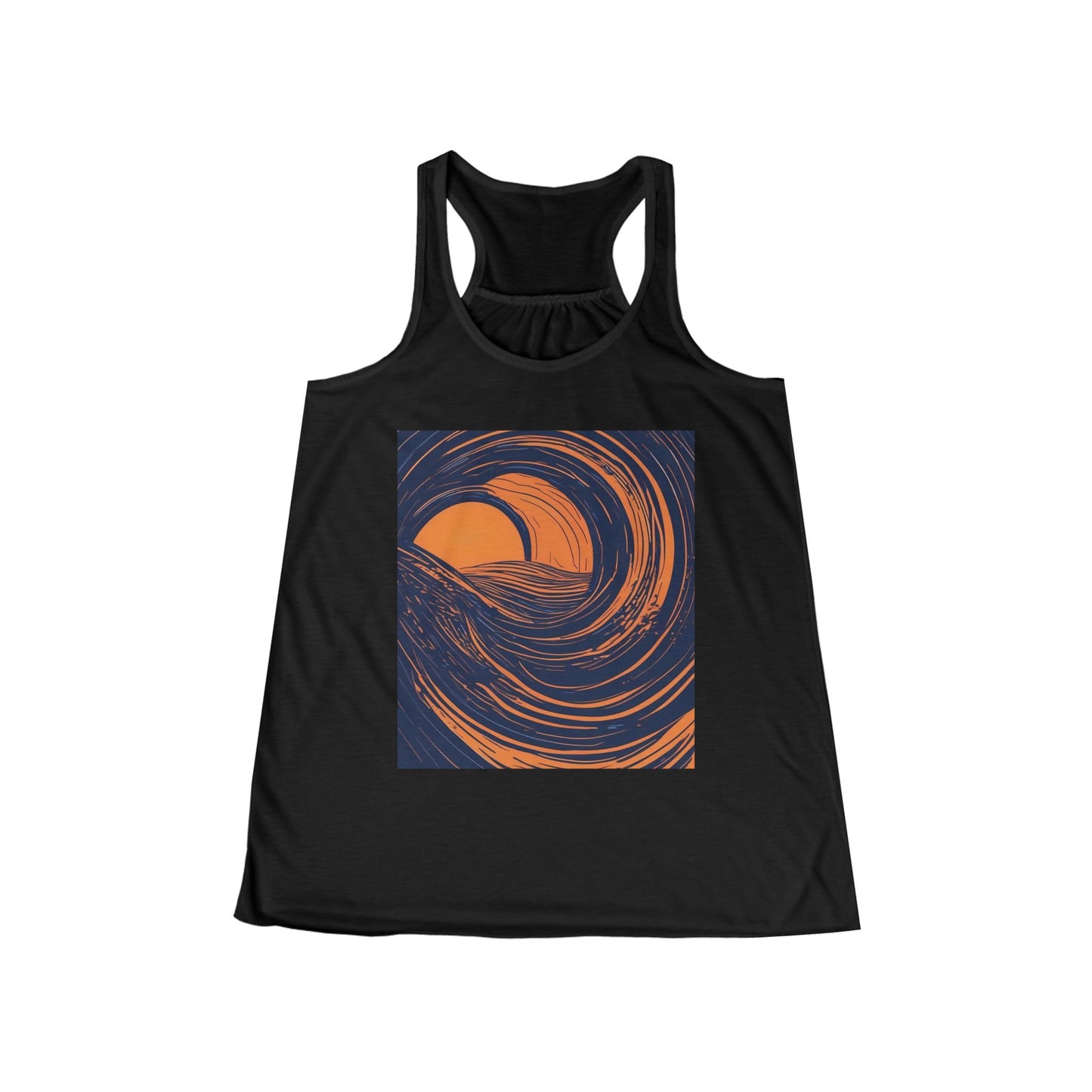 boostlete-rise-grind-icon-sunrise-speed-line-art-0202 — Women's Flowy Racerback Tank (B+C 8800)