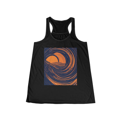 boostlete-rise-grind-icon-sunrise-speed-line-art-0202 — Women's Flowy Racerback Tank (B+C 8800)