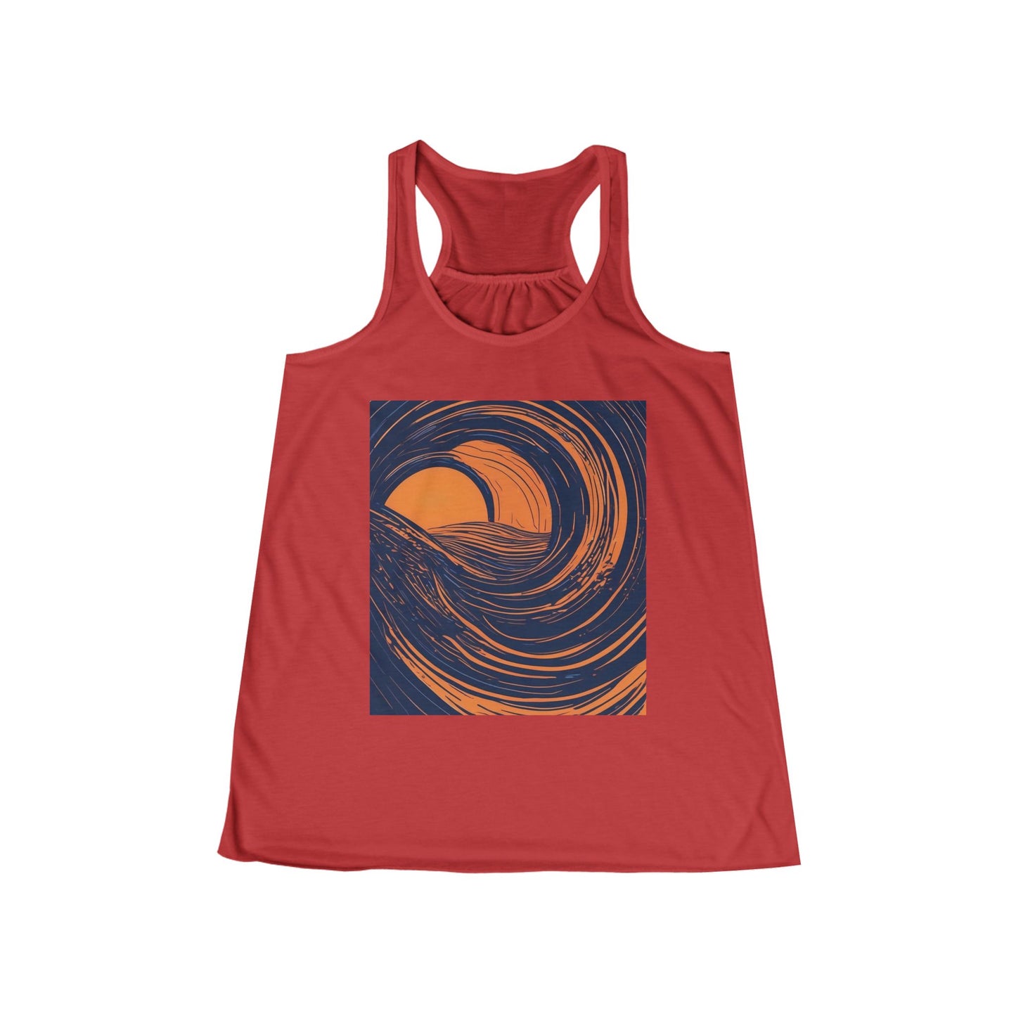 boostlete-rise-grind-icon-sunrise-speed-line-art-0202 — Women's Flowy Racerback Tank (B+C 8800)