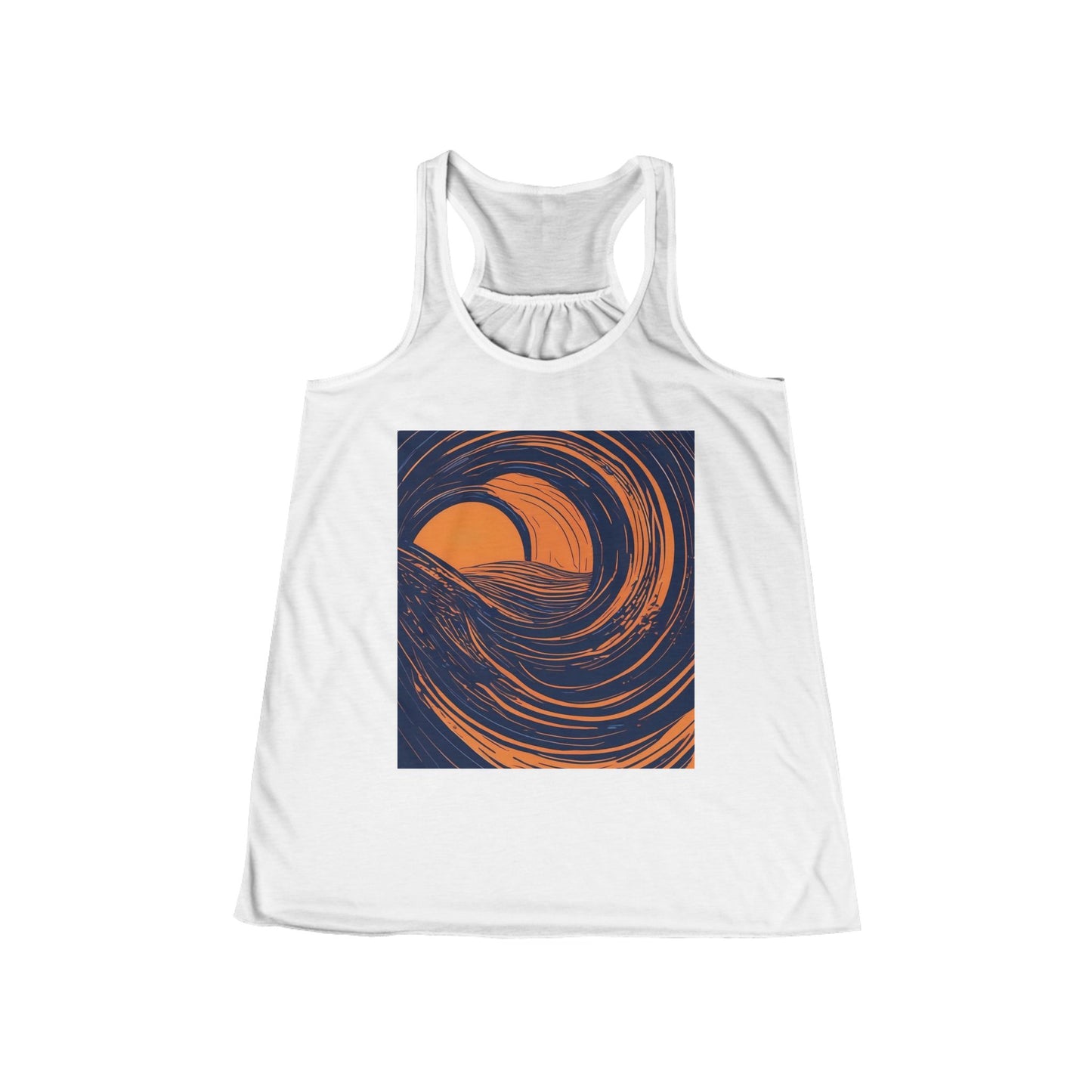 boostlete-rise-grind-icon-sunrise-speed-line-art-0202 — Women's Flowy Racerback Tank (B+C 8800)