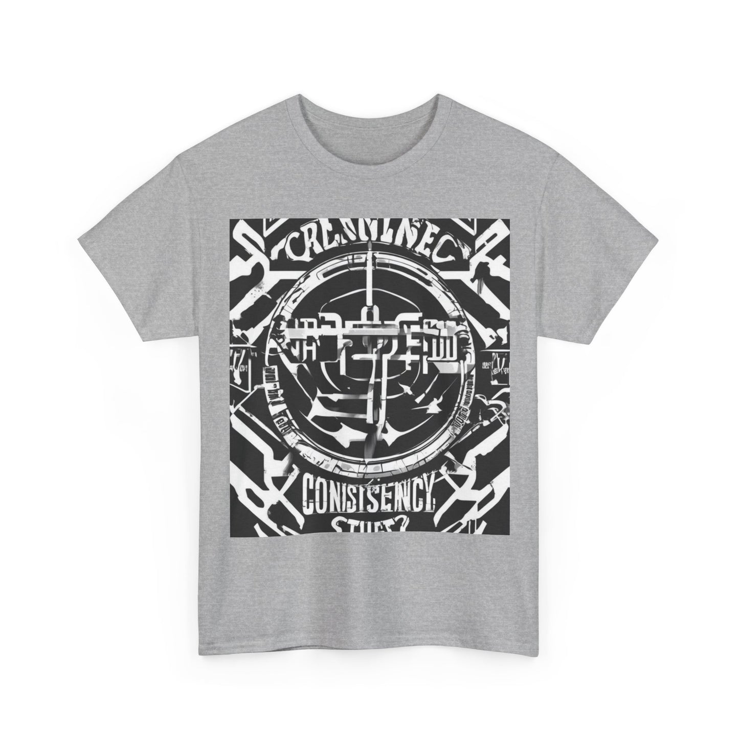 boostlete-am-crew-type-consistency-is-the-flex-centered-industrial-0137 — Unisex Heavy Cotton Tee (Gildan 5000)