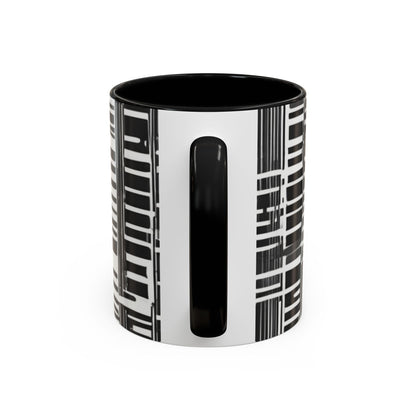boostlete-iron-intent-pattern-barcode-line-art-0599 — Accent Mug 11/15oz