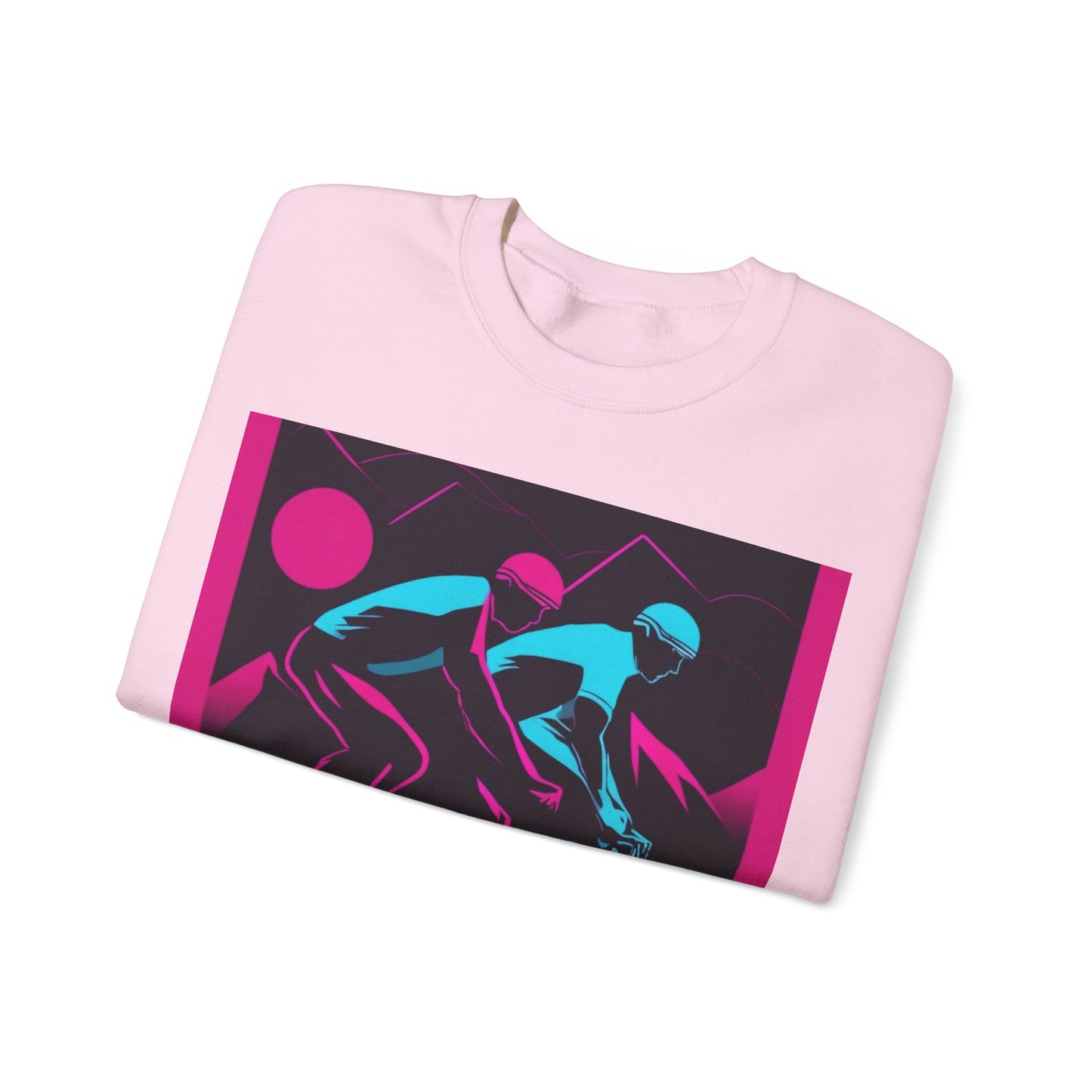 boostlete-rise-grind-scene-cyclist-outline-vector-0868 — Unisex Heavy Blend Crewneck (G18000)