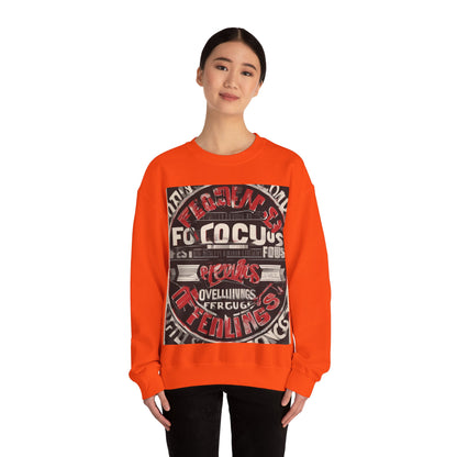 boostlete-mile-by-mile-type-focus-over-feelings-split-retro-0841 — Unisex Heavy Blend Crewneck (G18000)