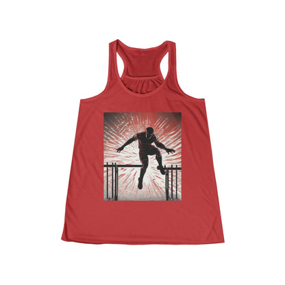 boostlete-recovery-progress-scene-hurdler-halftone-engraved-0212 — Women's Flowy Racerback Tank (B+C 8800)