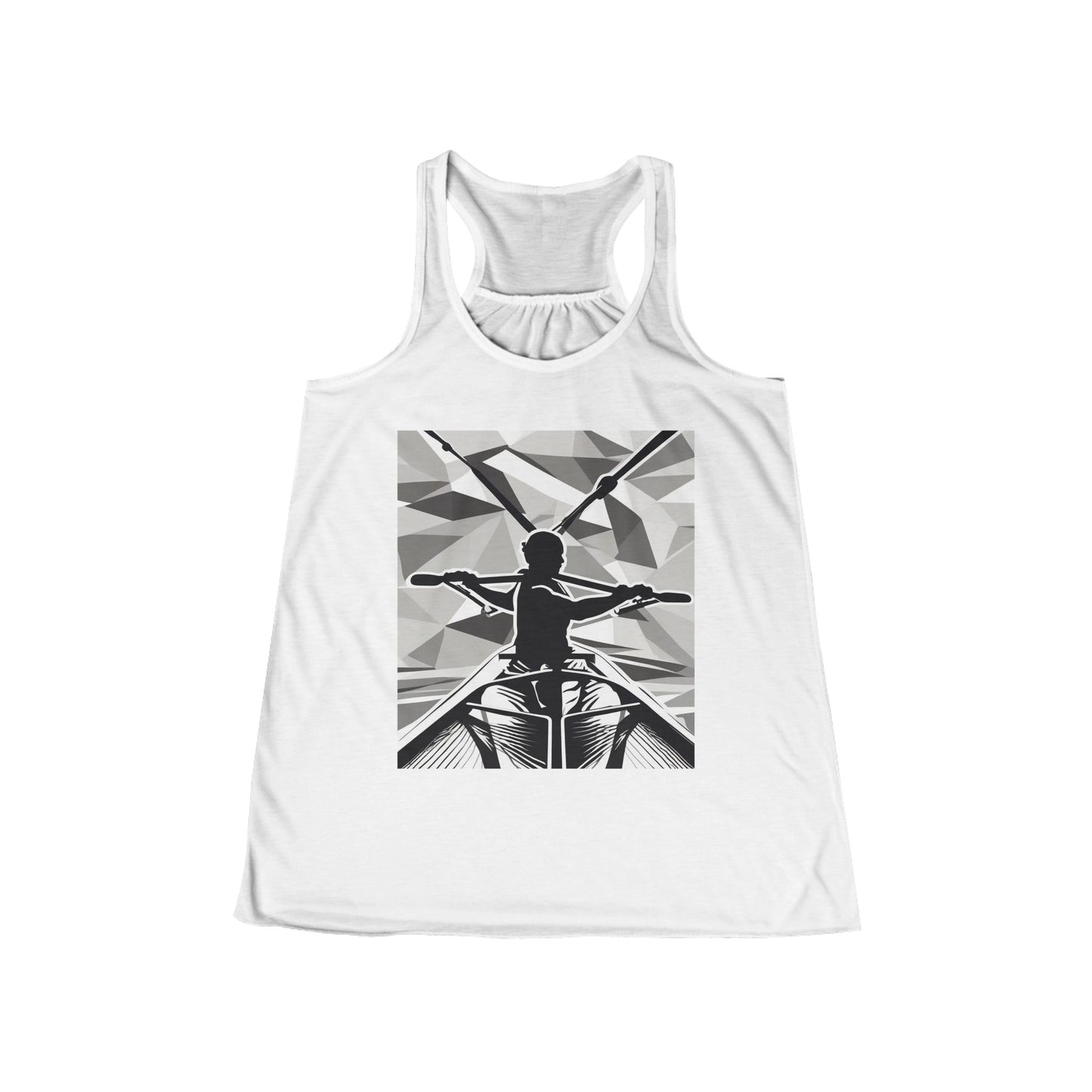 boostlete-am-crew-scene-rower-outline-geometric-0060 — Women's Flowy Racerback Tank (B+C 8800)