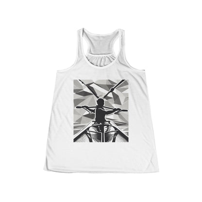 boostlete-am-crew-scene-rower-outline-geometric-0060 — Women's Flowy Racerback Tank (B+C 8800)