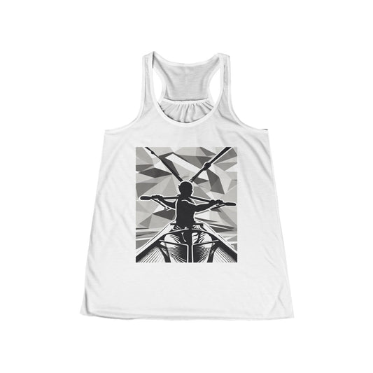boostlete-am-crew-scene-rower-outline-geometric-0060 — Women's Flowy Racerback Tank (B+C 8800)