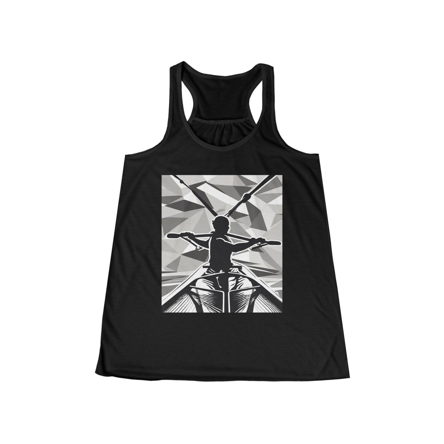 boostlete-am-crew-scene-rower-outline-geometric-0060 — Women's Flowy Racerback Tank (B+C 8800)