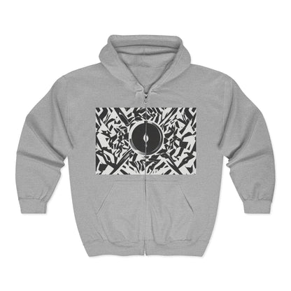 boostlete-am-crew-icon-flame-matte-geometric-0286 — Unisex Heavy Blend Full-Zip Hooded Sweatshirt