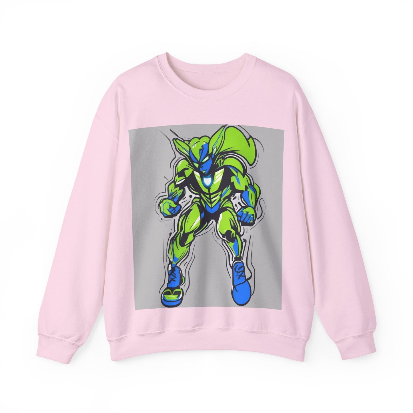 boostlete-quiet-power-type-boost-mode-on-outline-over-solid-modern-0741 — Unisex Heavy Blend Crewneck (G18000)