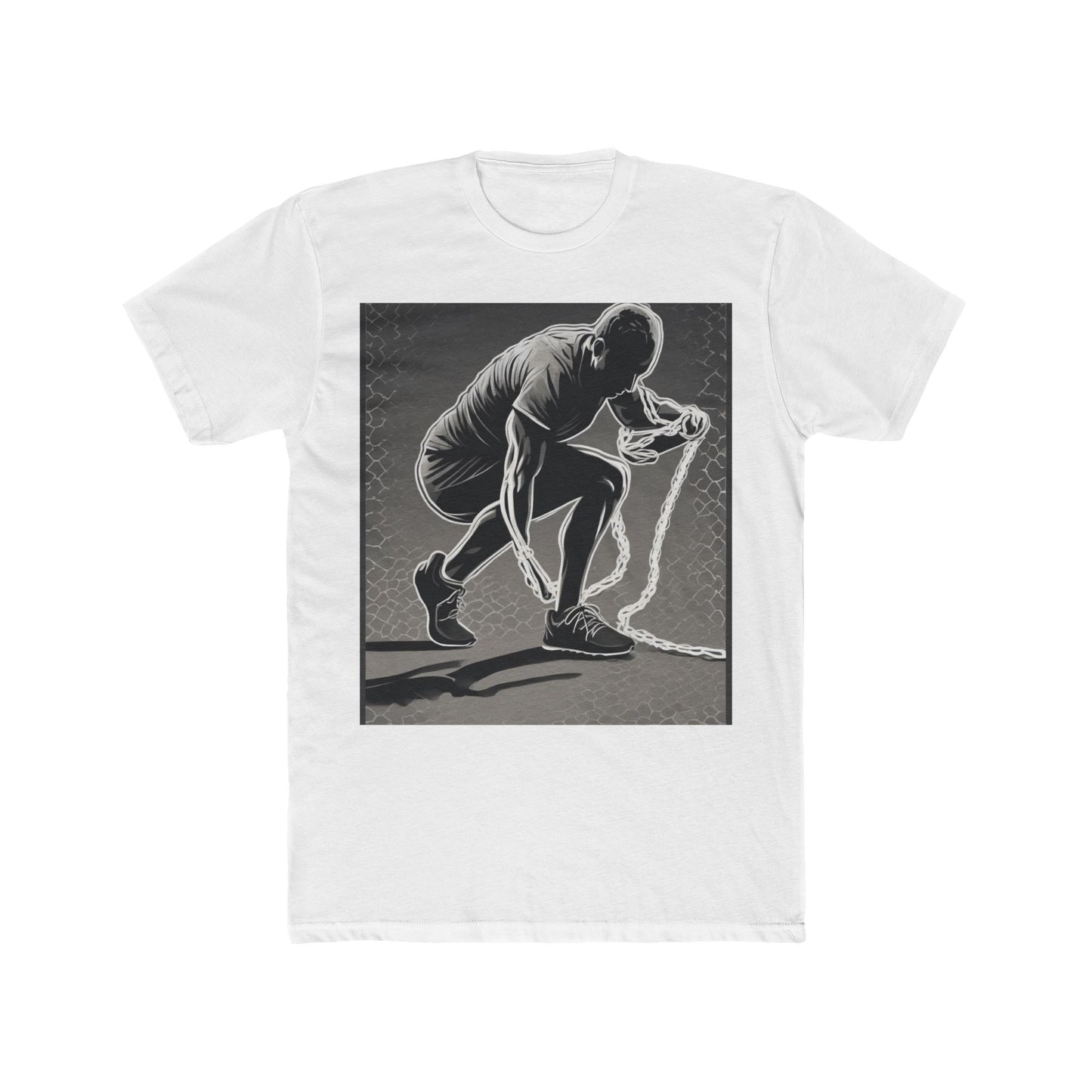 boostlete-recovery-progress-scene-runner-halftone-engraved-0068 — Unisex Cotton Crew Tee (NL 3600)