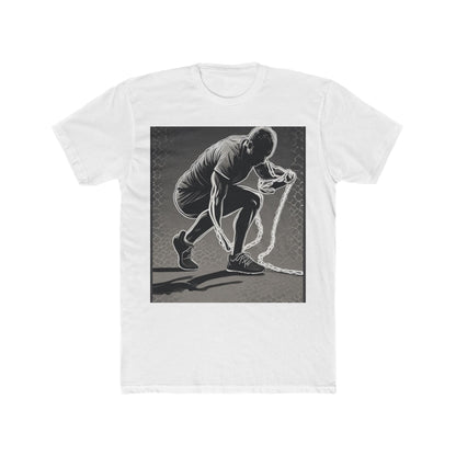 boostlete-recovery-progress-scene-runner-halftone-engraved-0068 — Unisex Cotton Crew Tee (NL 3600)