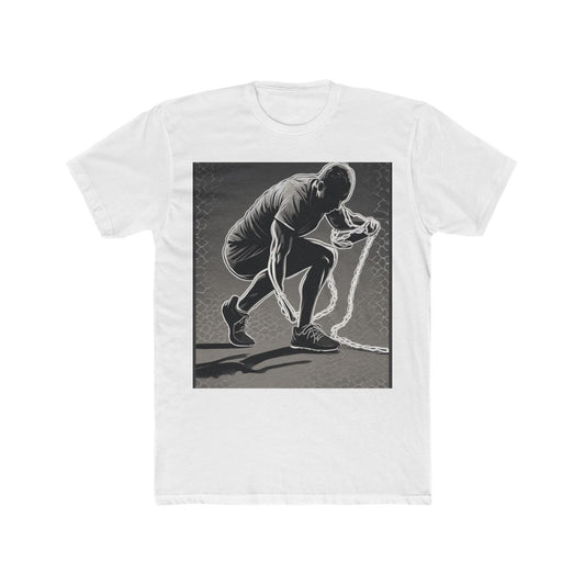 boostlete-recovery-progress-scene-runner-halftone-engraved-0068 — Unisex Cotton Crew Tee (NL 3600)