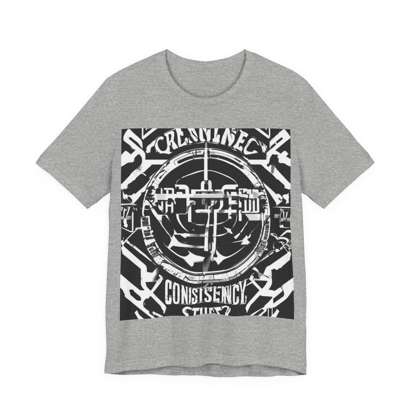 boostlete-am-crew-type-consistency-is-the-flex-centered-industrial-0137 — Unisex Jersey Short Sleeve (B+C 3001)