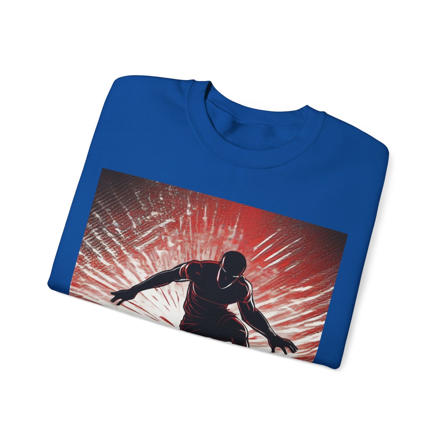 boostlete-recovery-progress-scene-hurdler-halftone-engraved-0212 — Unisex Heavy Blend Crewneck Sweatshirt (Gildan)