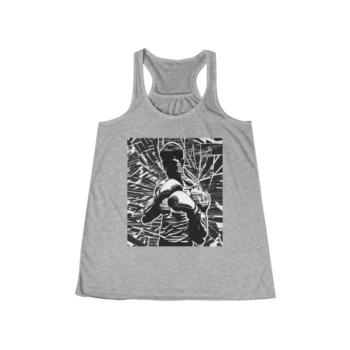 boostlete-boost-mode-scene-boxer-glitch-paper-0084 — Women's Flowy Racerback Tank (B+C 8800)