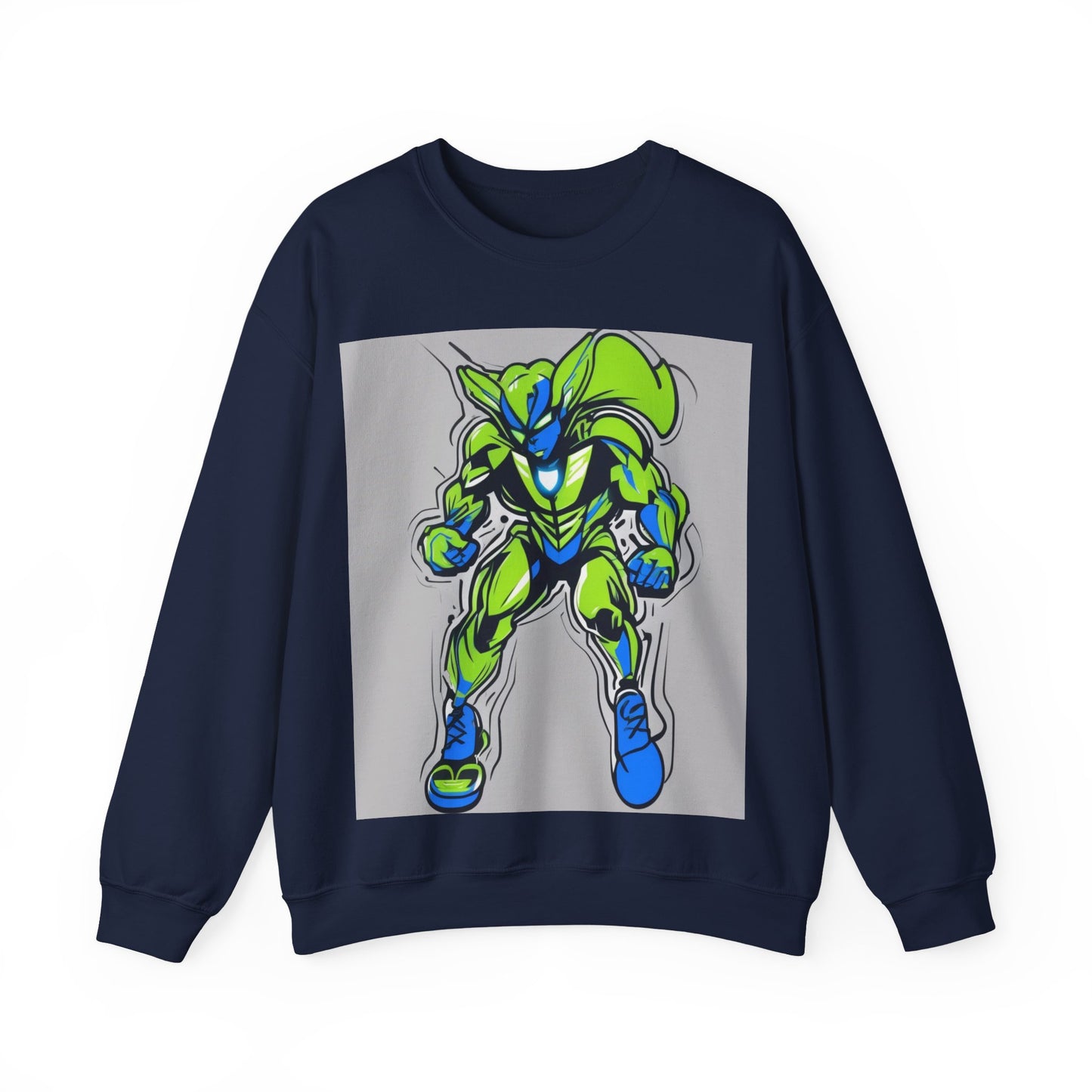 boostlete-quiet-power-type-boost-mode-on-outline-over-solid-modern-0741 — Unisex Heavy Blend Crewneck (G18000)