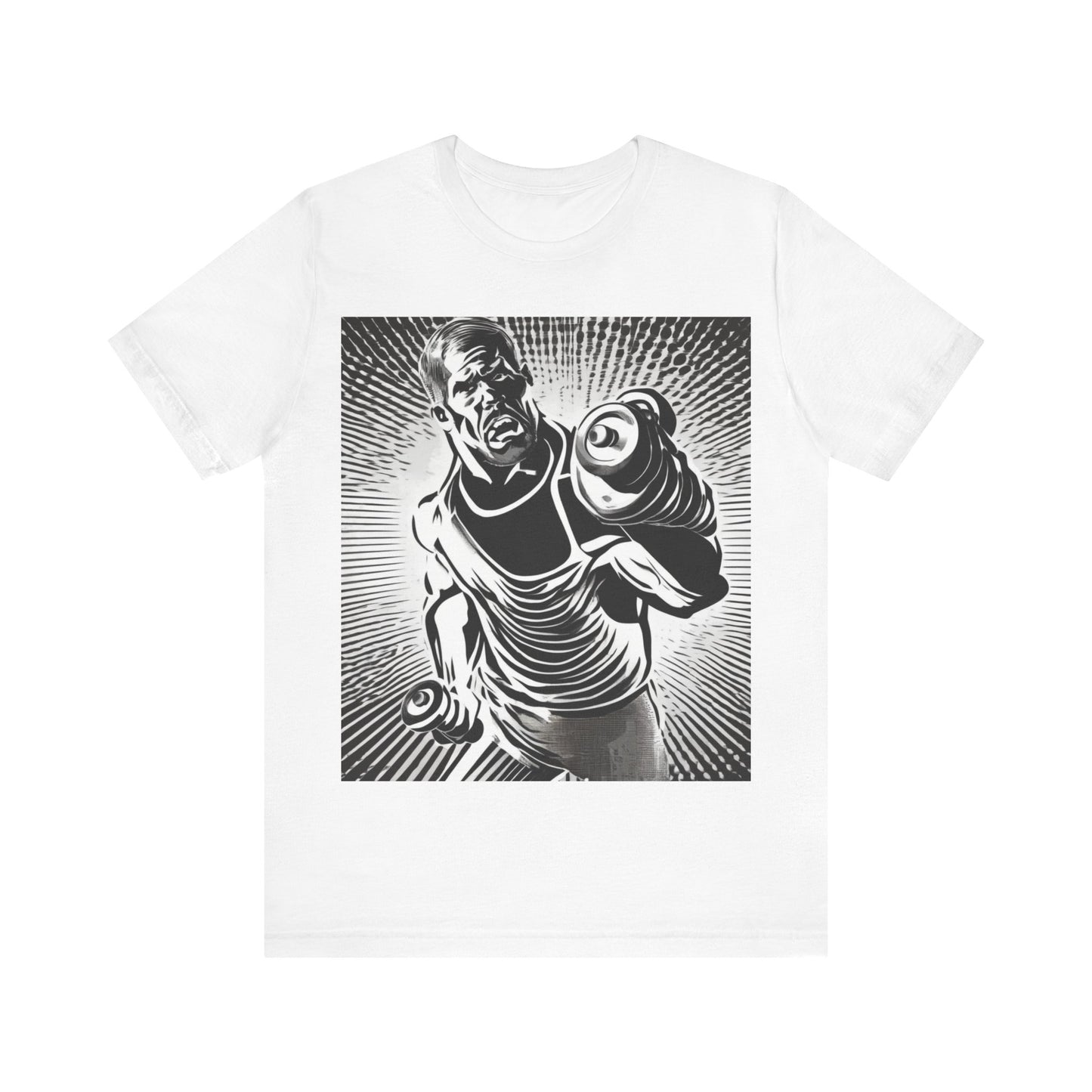 boostlete-pr-season-scene-lunge-halftone-engraved-0096 — Unisex Jersey Short Sleeve (B+C 3001)