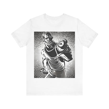 boostlete-pr-season-scene-lunge-halftone-engraved-0096 — Unisex Jersey Short Sleeve (B+C 3001)